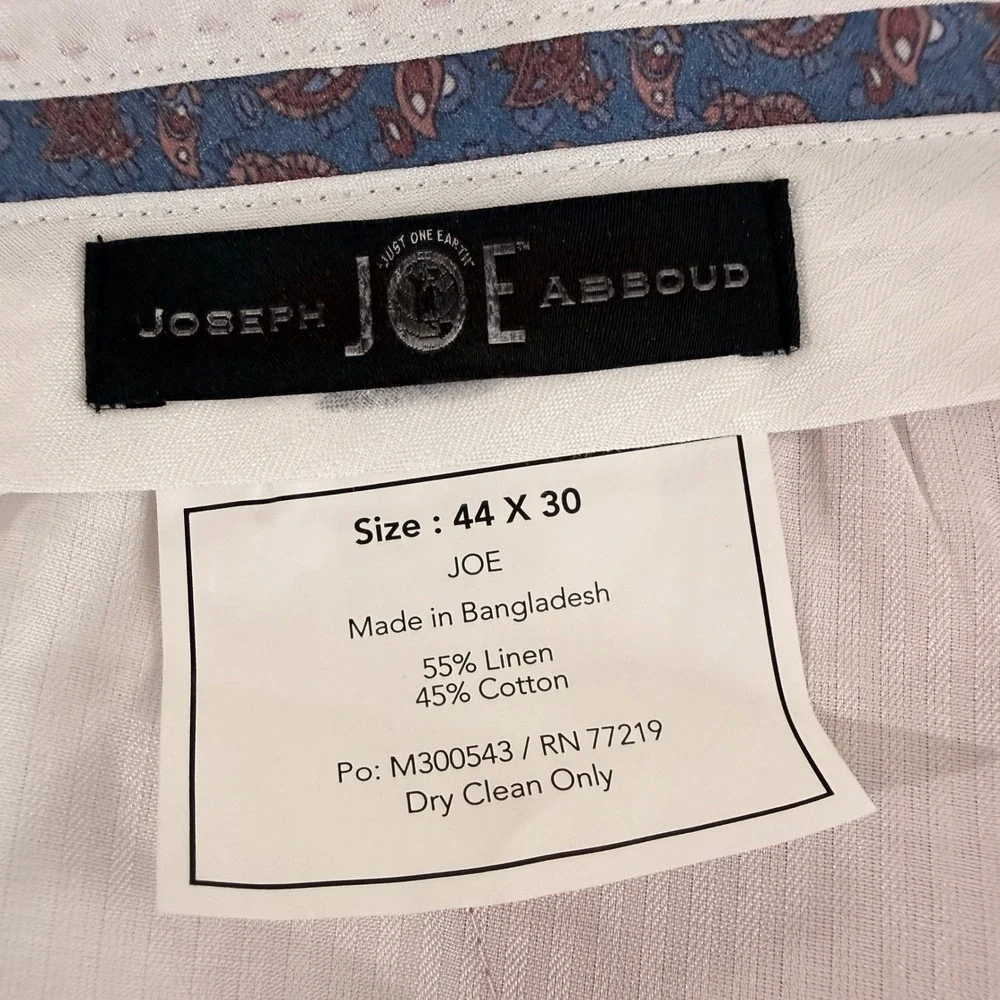 NEW Joseph Abboud Dress Pants Mens 44x30 Trousers Pink Linen Blend Slim Fit Flat - Picture 4 of 14